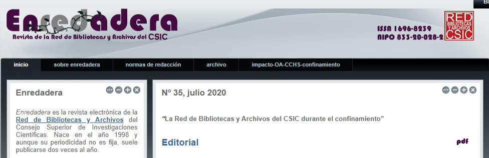 Nuevo número de Enredadera (35, julio 2020)